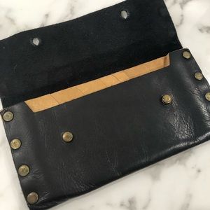 Black leather cash envelope wallet